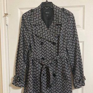 Stadium length Black/White Double Breasted Jacket